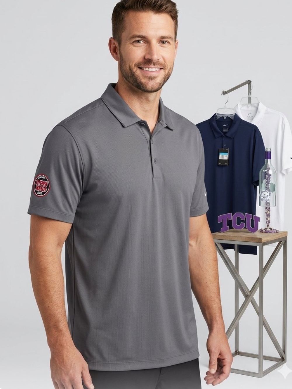 👗Nike Men’s Gray Dri-FIT Polo Shirt